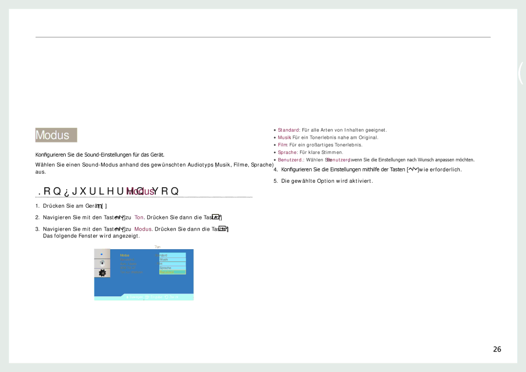 Samsung LH22NLBVLVC/EN manual Konfigurieren der Sound-Einstellungen, Modus 
