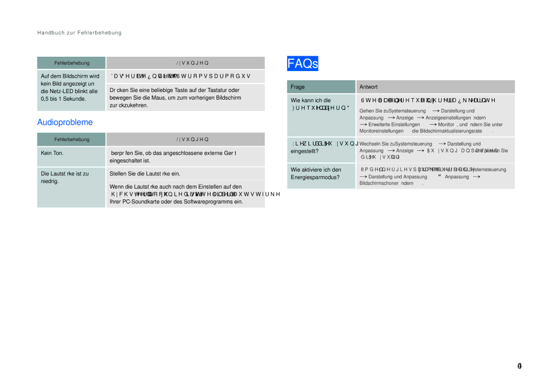 Samsung LH22NLBVLVC/EN manual FAQs, Audioprobleme 