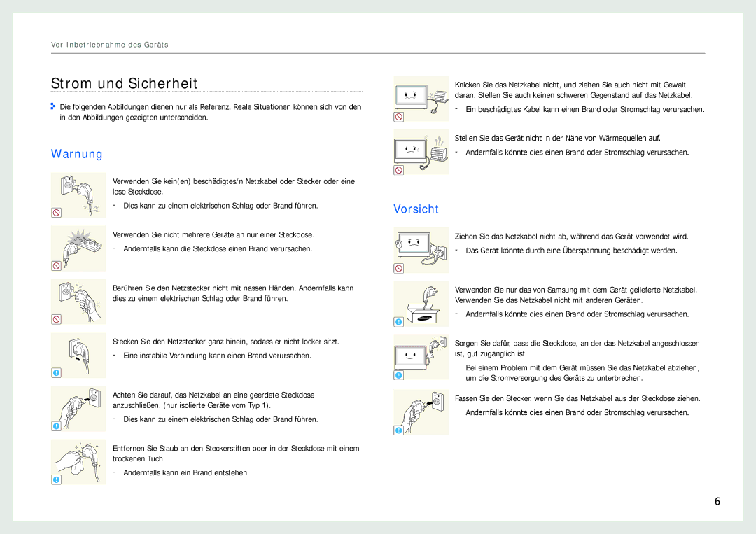 Samsung LH22NLBVLVC/EN manual Strom und Sicherheit 