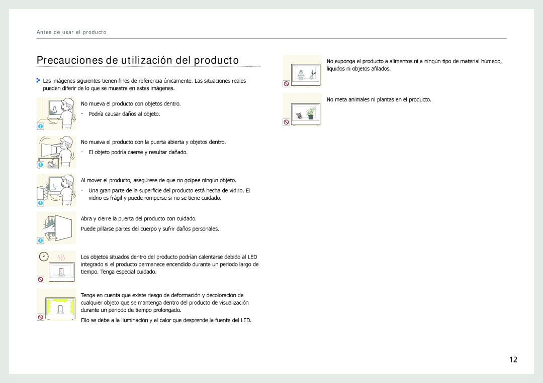 Samsung LH22NLBVLVC/EN manual Precauciones de utilización del producto 