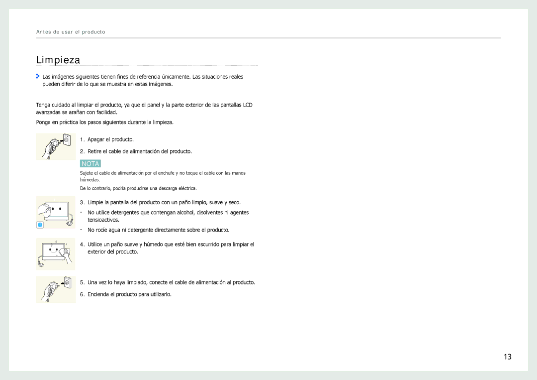 Samsung LH22NLBVLVC/EN manual Limpieza, Nota 
