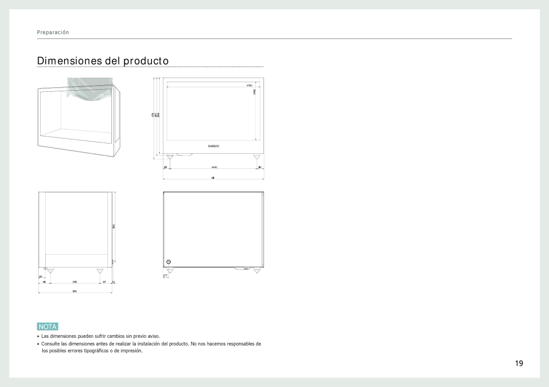 Samsung LH22NLBVLVC/EN manual Dimensiones del producto 