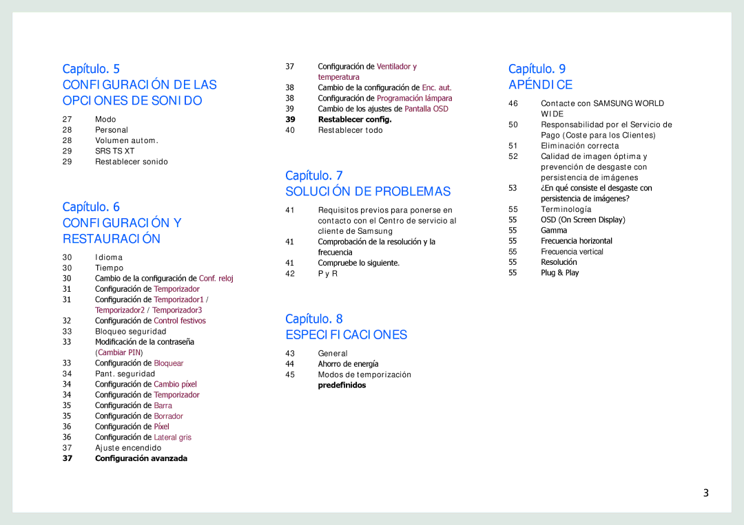 Samsung LH22NLBVLVC/EN manual Especificaciones 