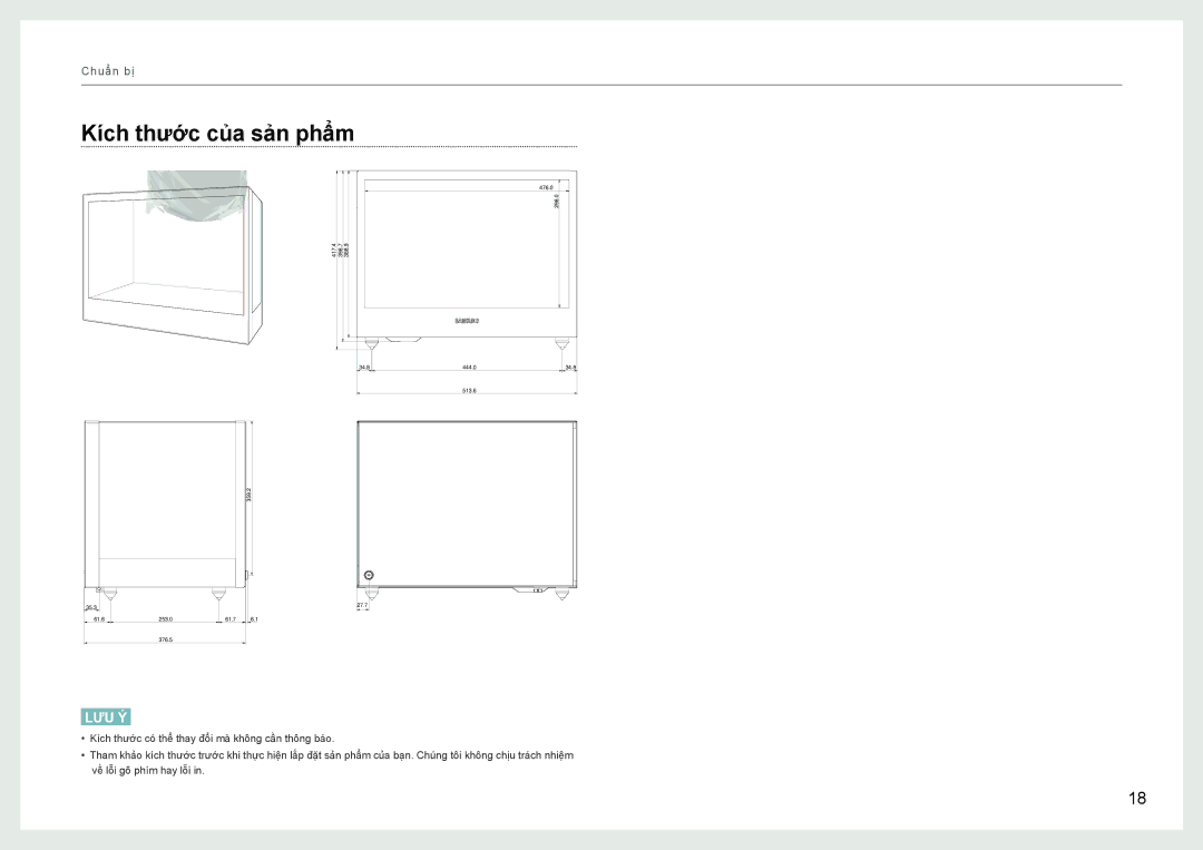 Samsung LH22NLBVLVC/EN manual Kích thươc của sản phâm 