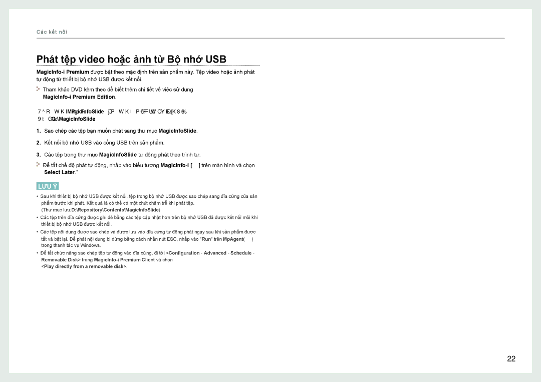 Samsung LH22NLBVLVC/EN manual Phat têp video hoăc ảnh từ Bô nhơ USB, Ví dụ G\MagicInfoSlide 