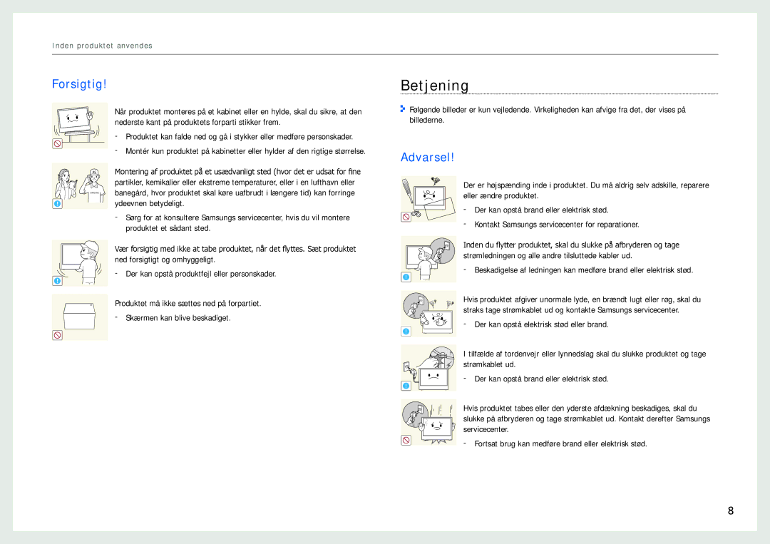 Samsung LH22NLBVLVC/EN manual Betjening 