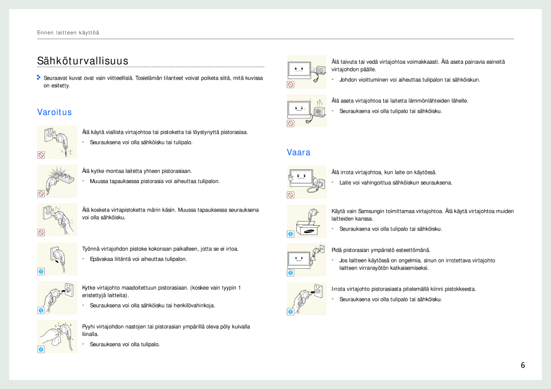 Samsung LH22NLBVLVC/EN manual Sähköturvallisuus 