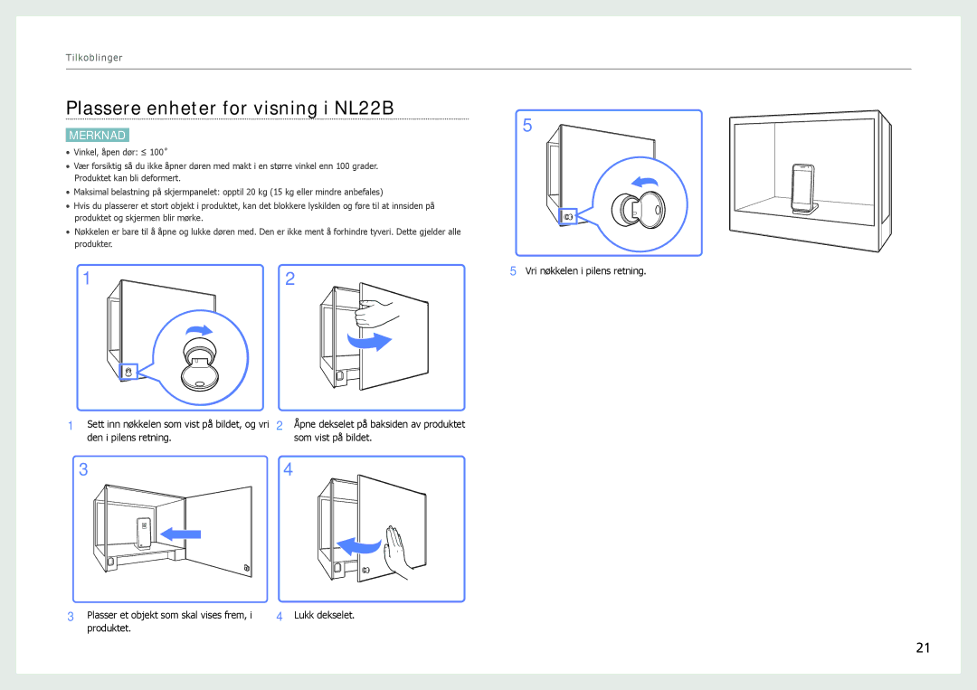 Samsung LH22NLBVLVC/EN manual Plassere enheter for visning i NL22B 