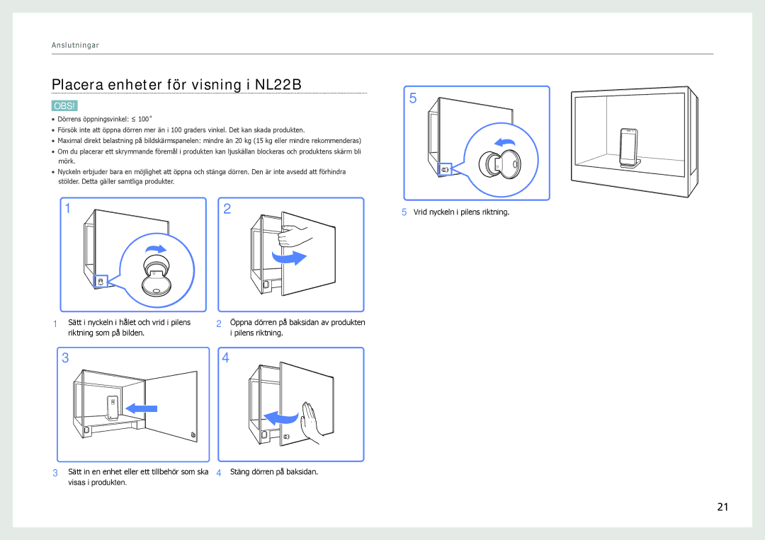 Samsung LH22NLBVLVC/EN manual Placera enheter för visning i NL22B 