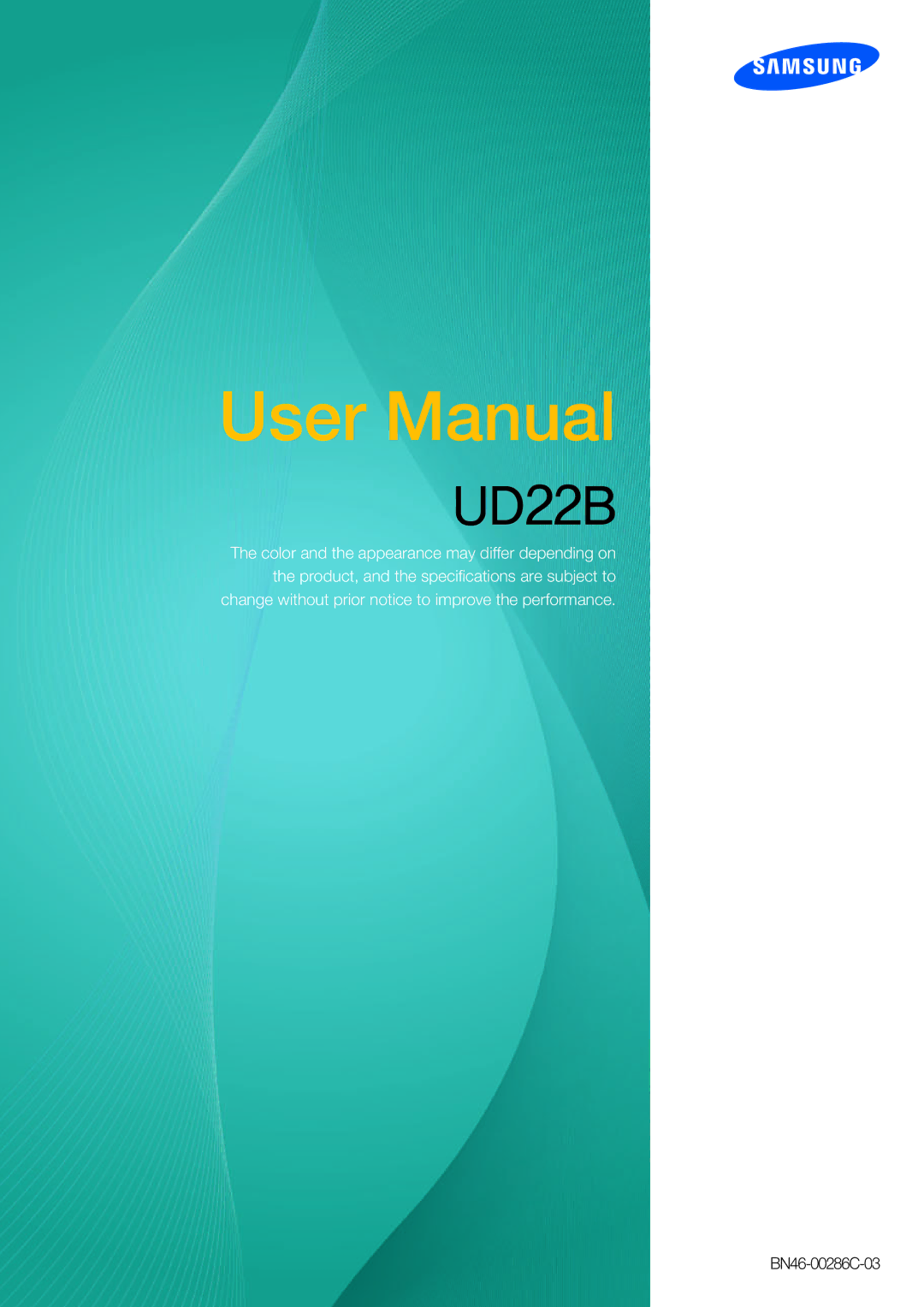 Samsung LH22UDBPLBB/XJ, LH22UDBPLBB/EN, LH22UDBPLBB/NG, LH22UDBPLBB/XY manual UD22B 