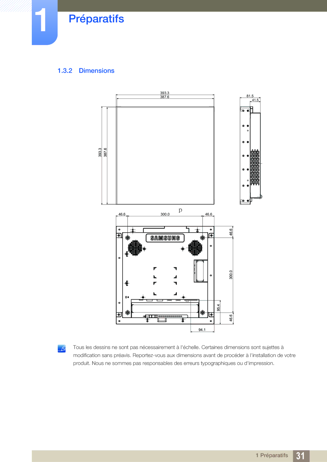 Samsung LH22UDBPLBB/EN manual Dimensions 