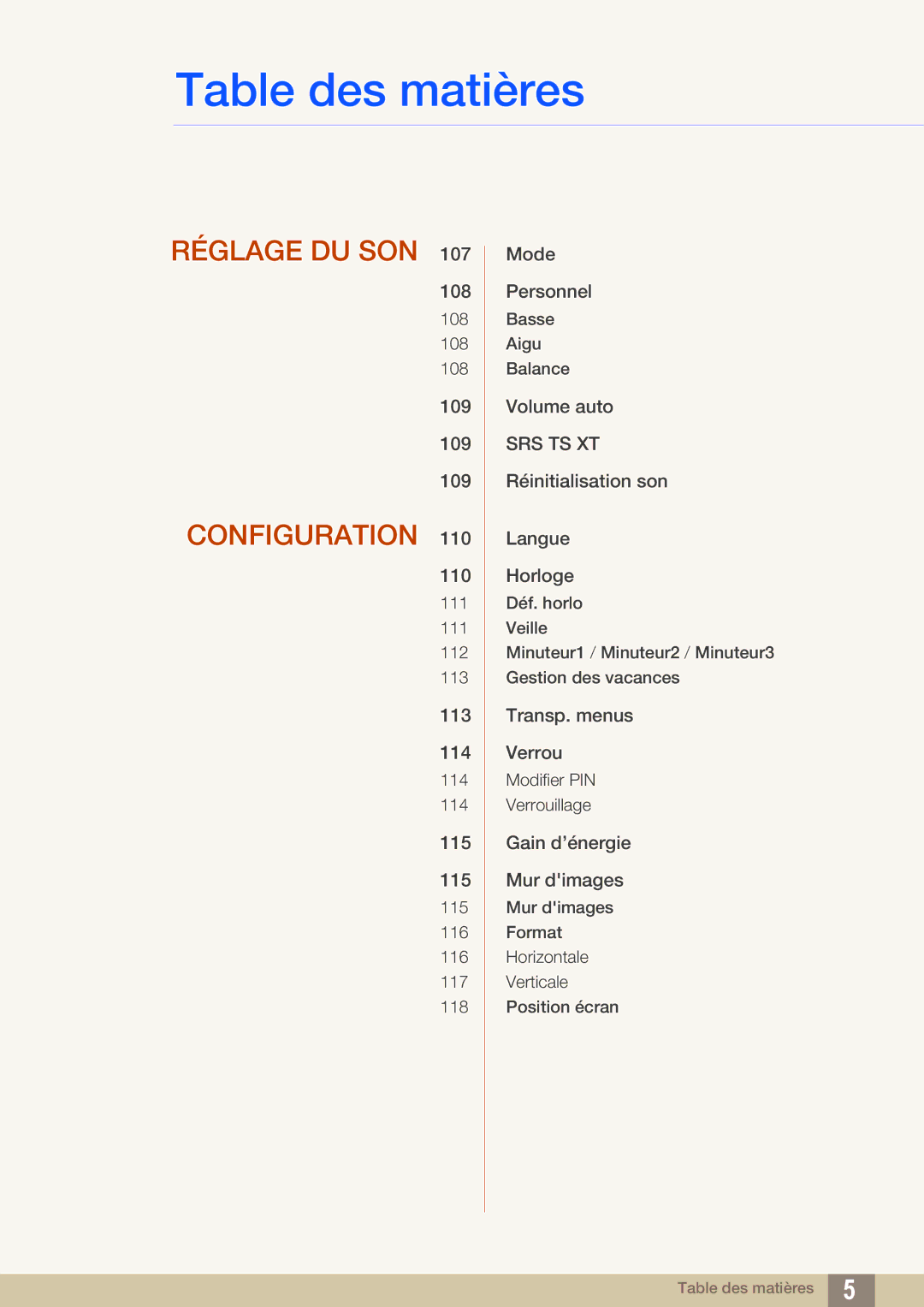 Samsung LH22UDBPLBB/EN manual Réglage DU SON 