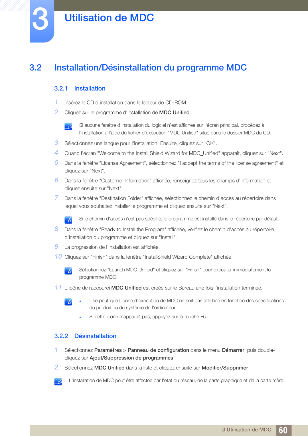 Samsung LH22UDBPLBB/EN manual 2 Désinstallation 