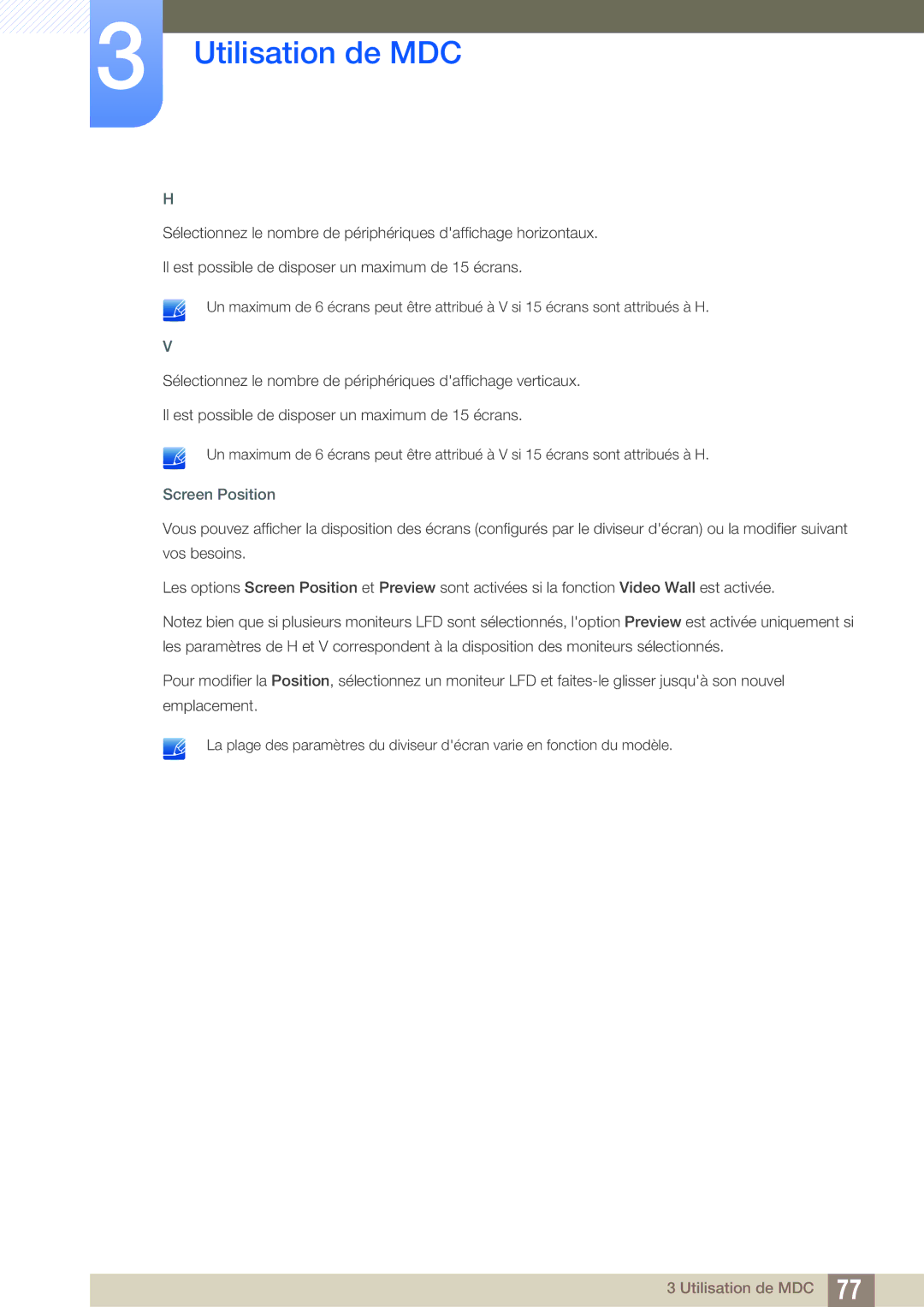 Samsung LH22UDBPLBB/EN manual Screen Position 