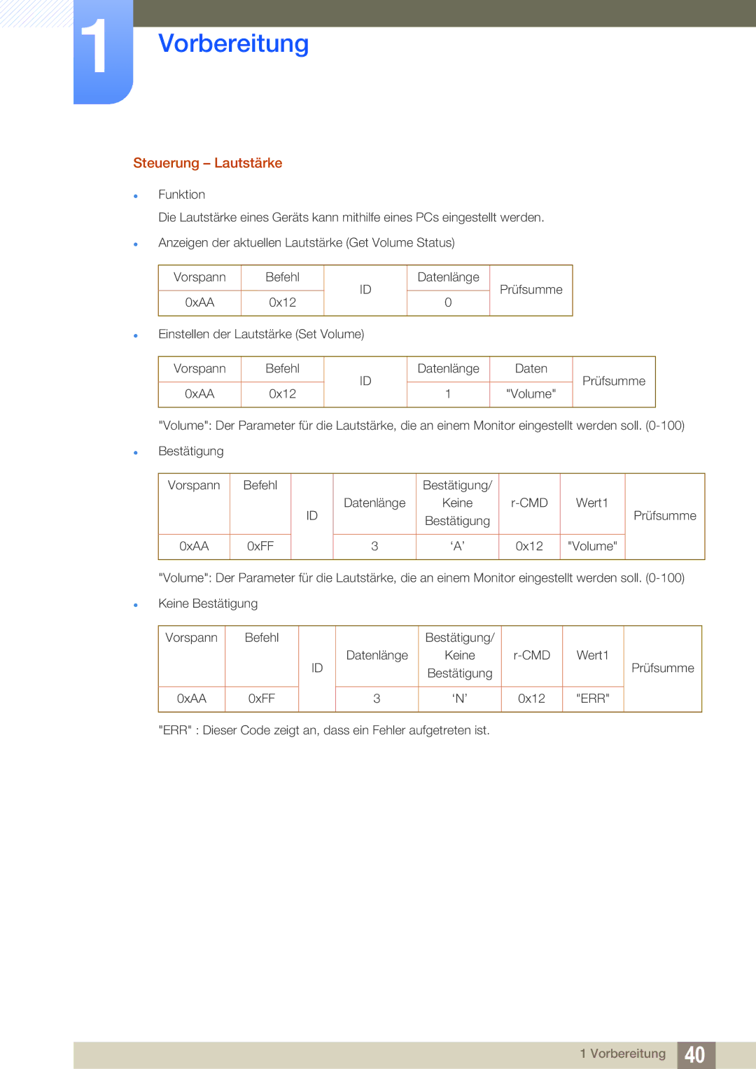 Samsung LH22UDBPLBB/EN manual Steuerung Lautstärke 