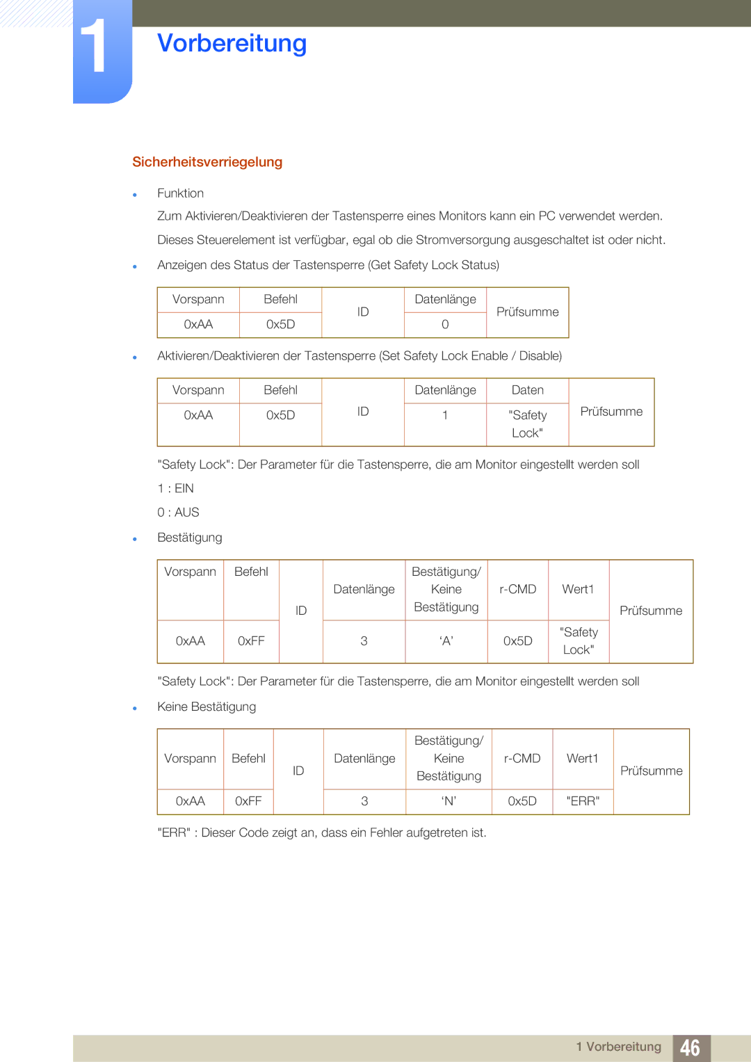 Samsung LH22UDBPLBB/EN manual Sicherheitsverriegelung 