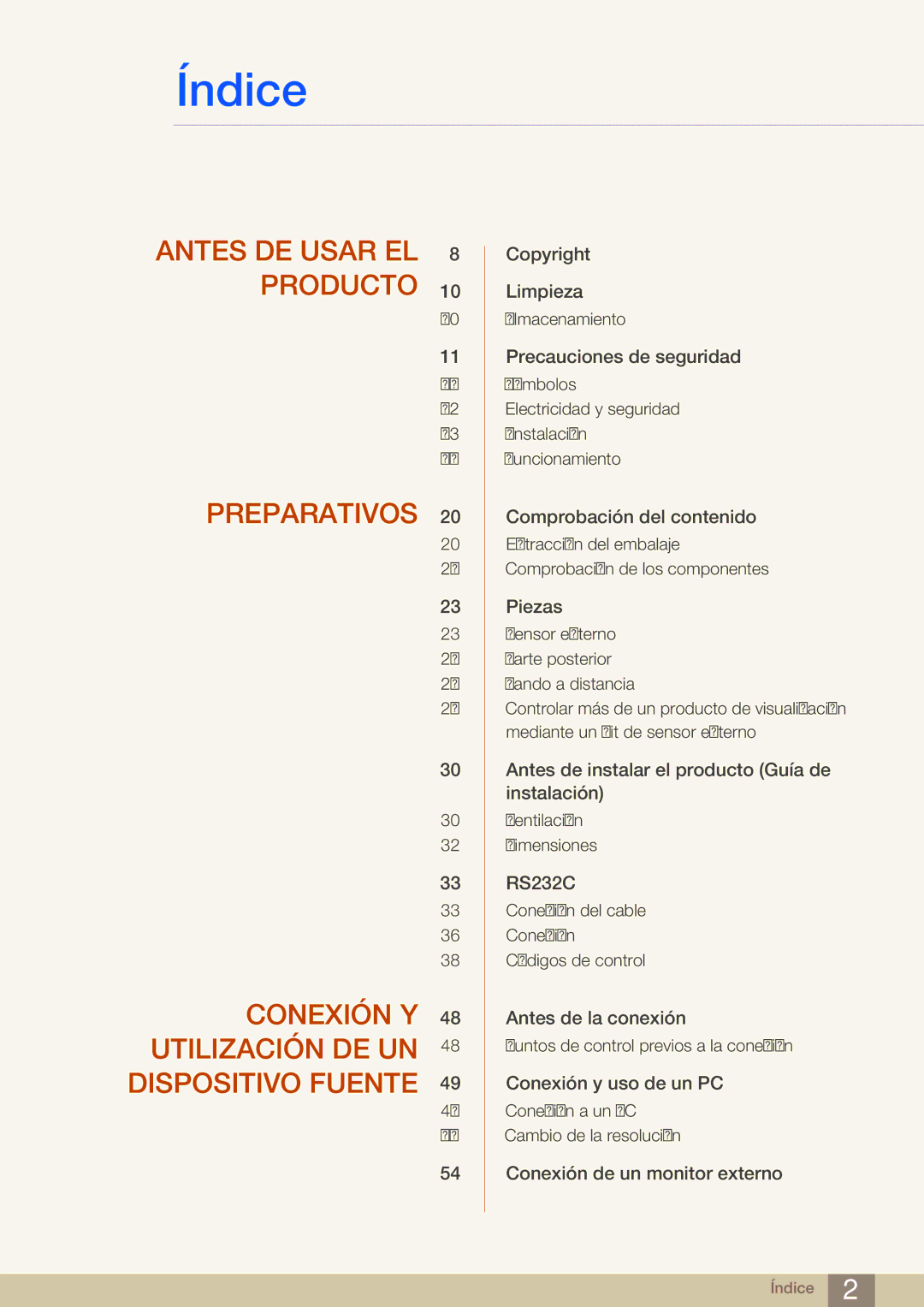 Samsung LH22UDBPLBB/EN manual Índice 