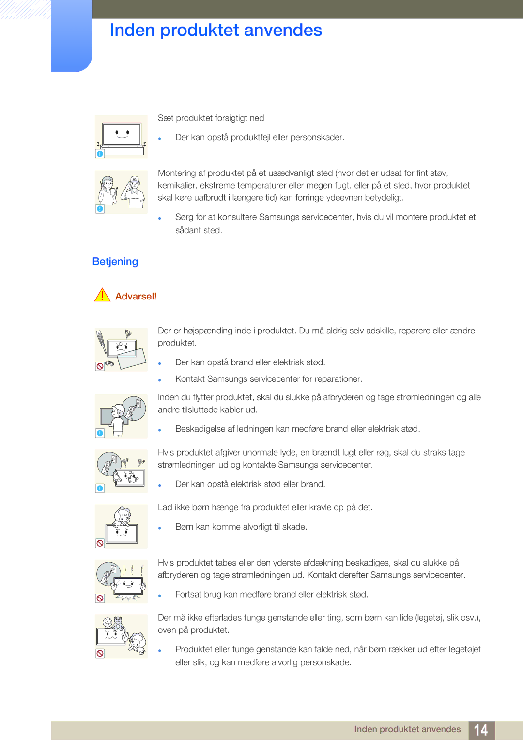 Samsung LH22UDBPLBB/EN manual Betjening 