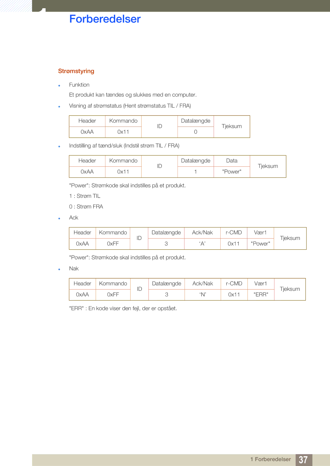 Samsung LH22UDBPLBB/EN manual Strømstyring 