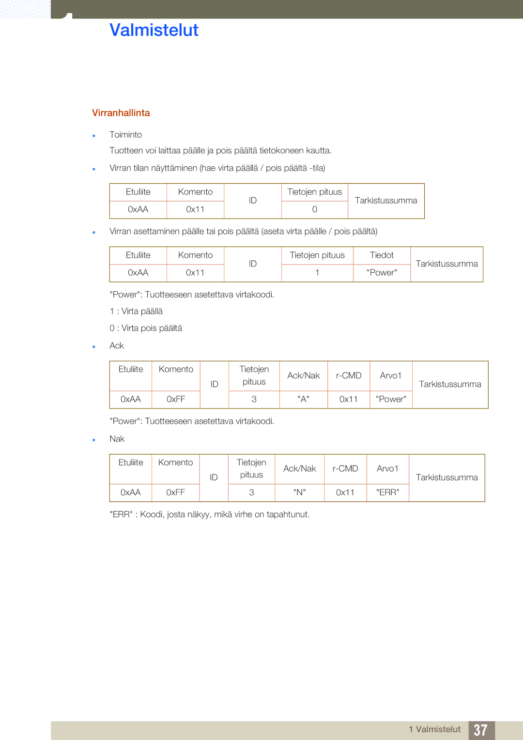 Samsung LH22UDBPLBB/EN manual Virranhallinta 