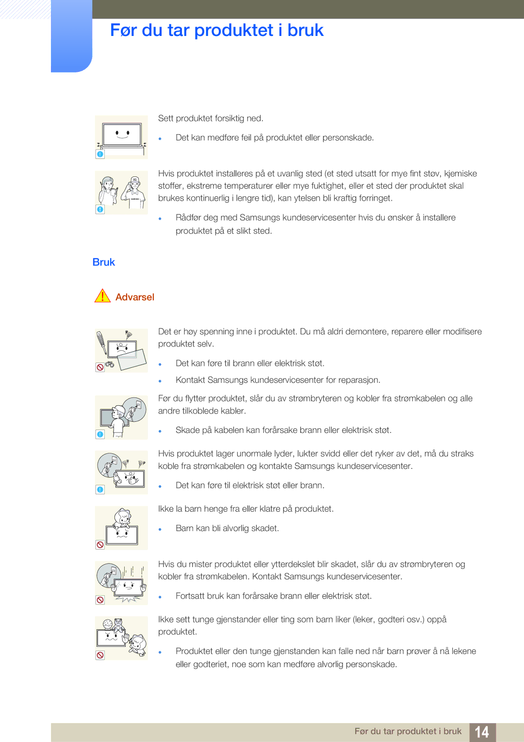 Samsung LH22UDBPLBB/EN manual Bruk 