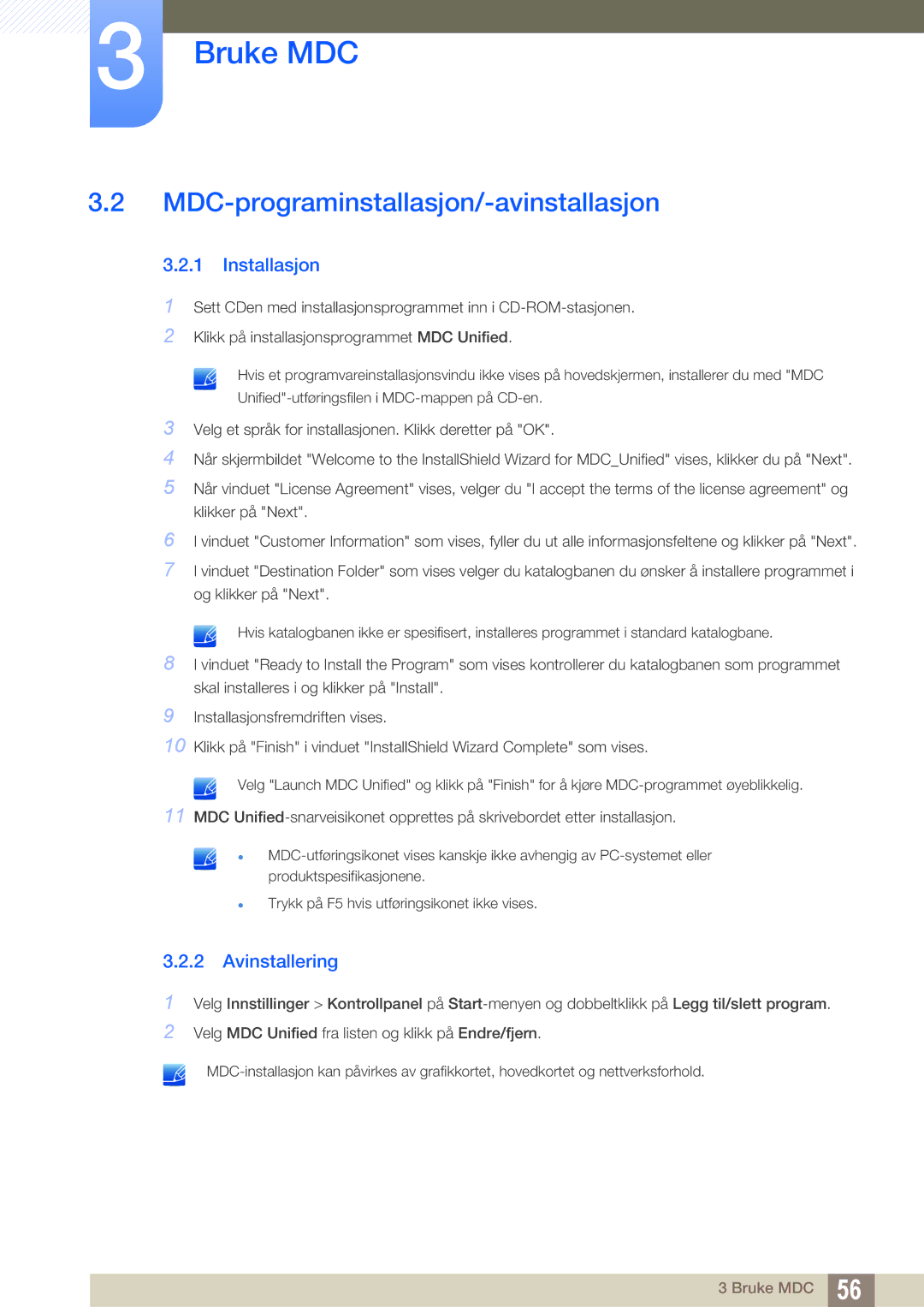 Samsung LH22UDBPLBB/EN manual Avinstallering 