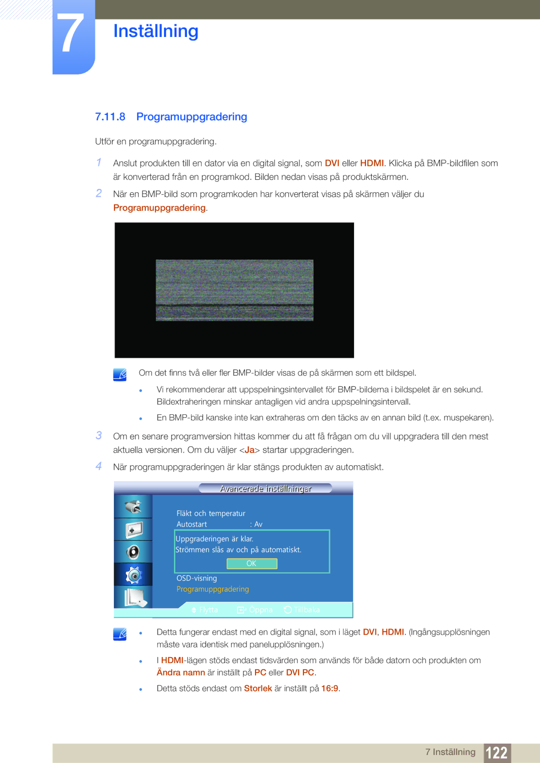 Samsung LH22UDBPLBB/EN manual Programuppgradering 