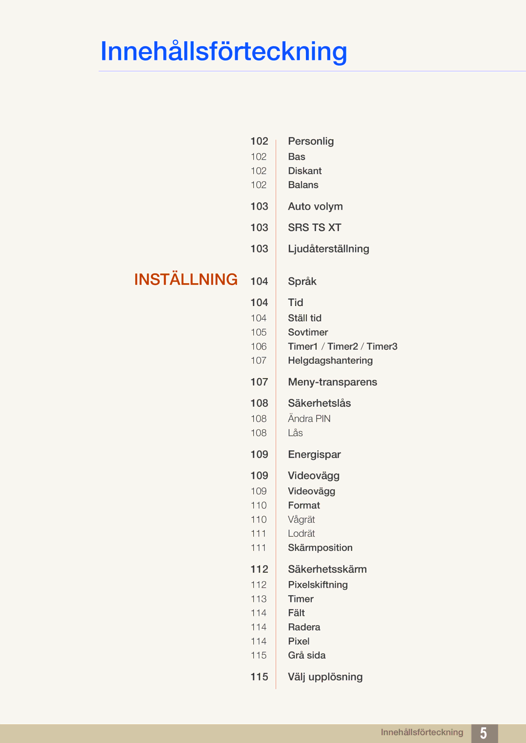 Samsung LH22UDBPLBB/EN manual Inställning 