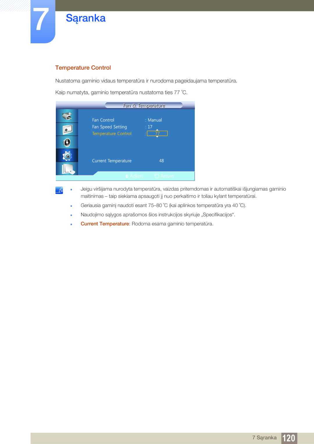 Samsung LH22UDBPLBB/EN manual Temperature Control, Dq&Rqwuro 