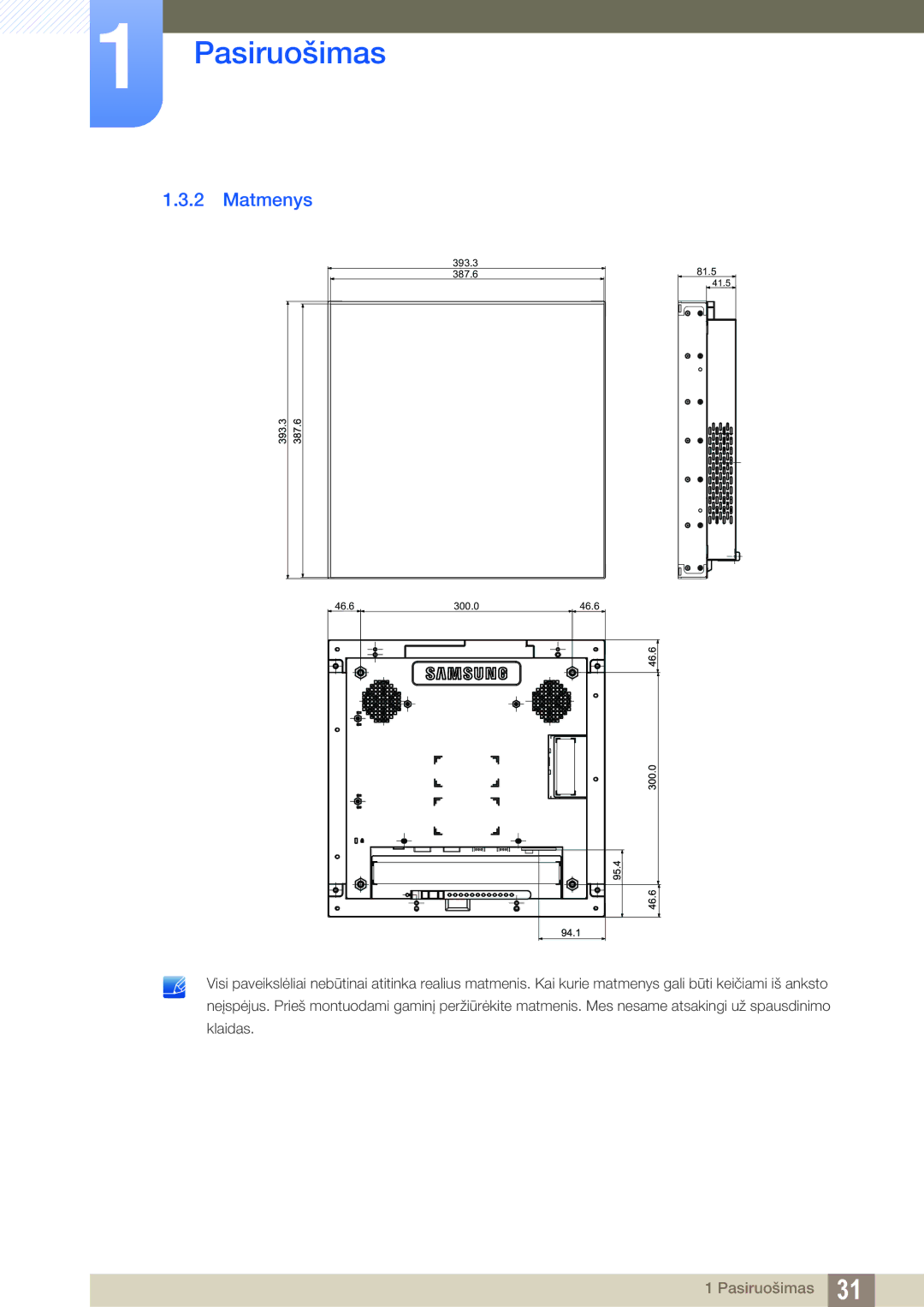 Samsung LH22UDBPLBB/EN manual Matmenys 