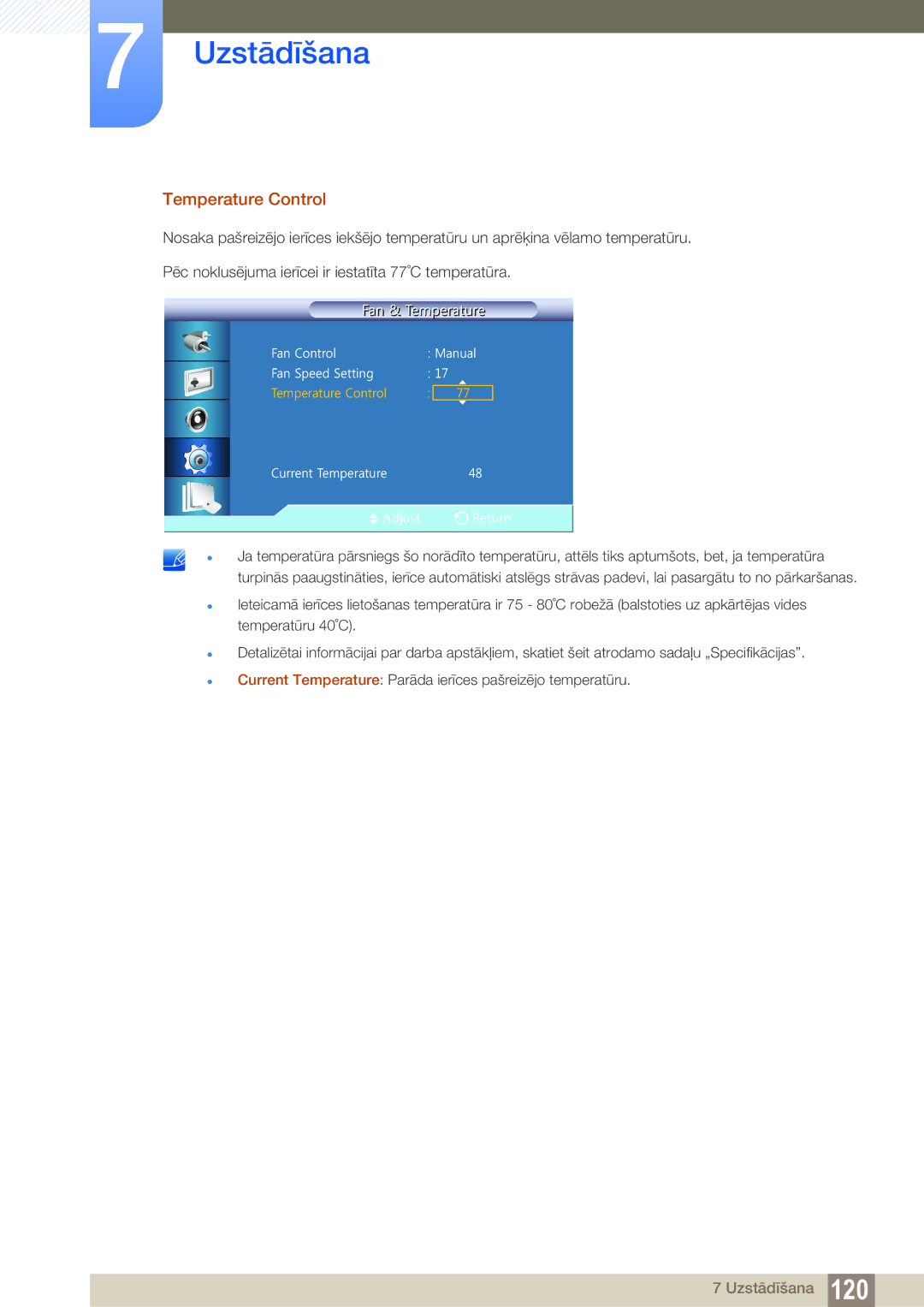 Samsung LH22UDBPLBB/EN manual Temperature Control, Dq&Rqwuro 