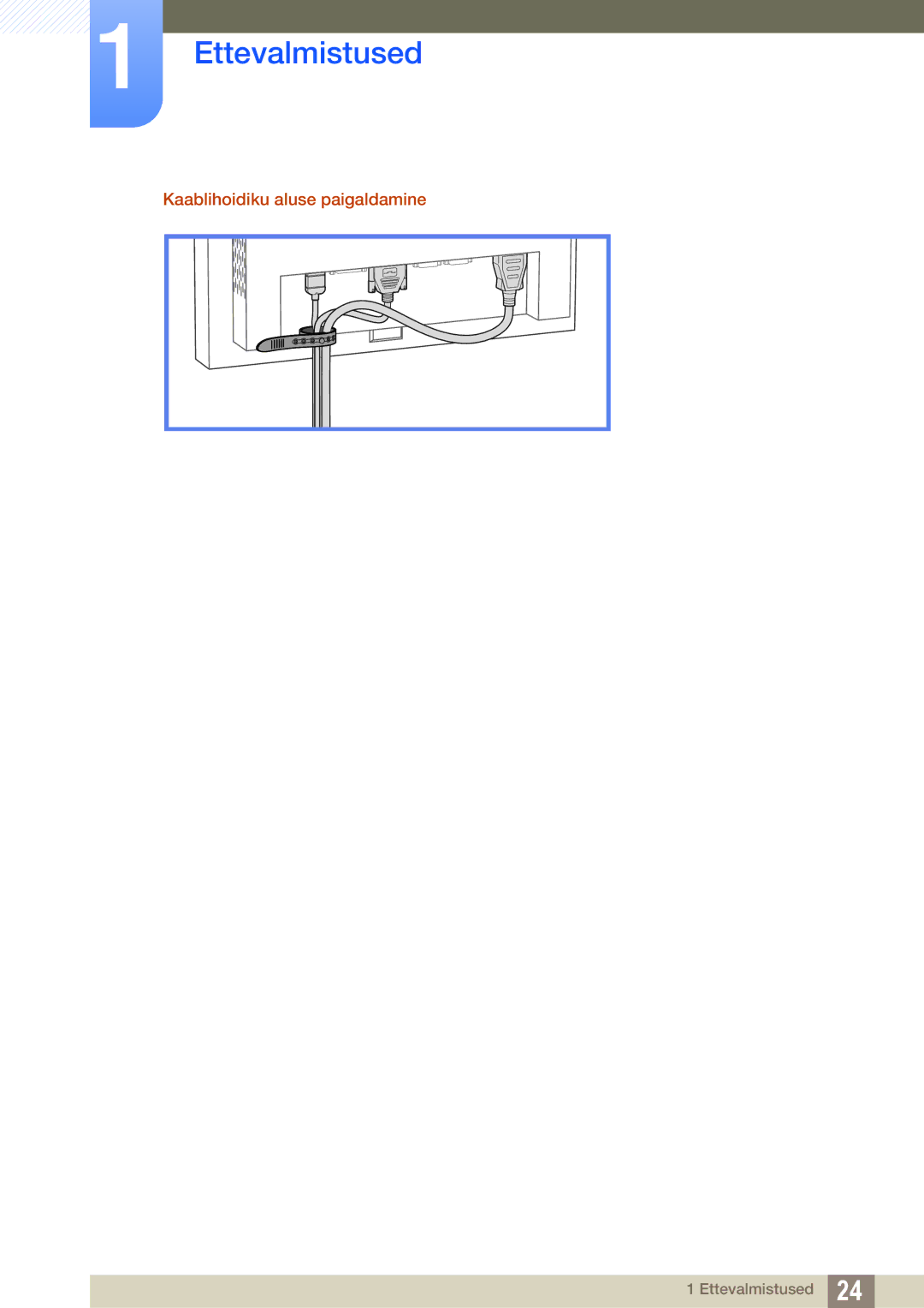 Samsung LH22UDBPLBB/EN manual Kaablihoidiku aluse paigaldamine 