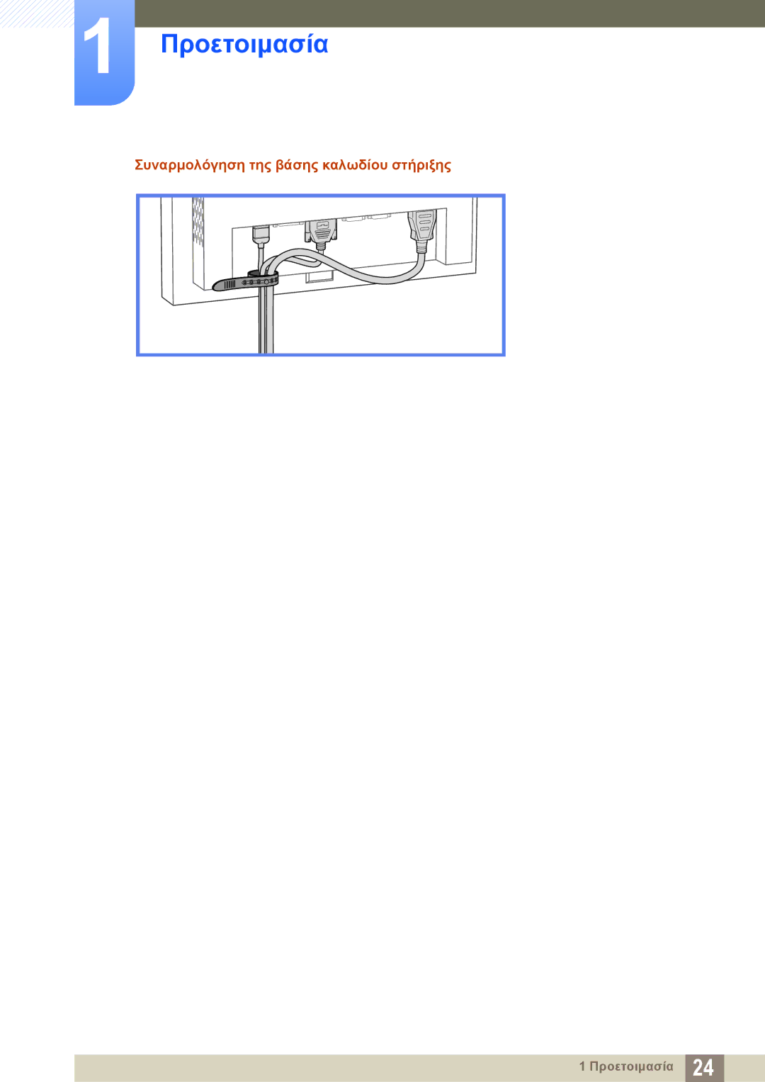 Samsung LH22UDBPLBB/EN manual Συναρμολόγηση της βάσης καλωδίου στήριξης 