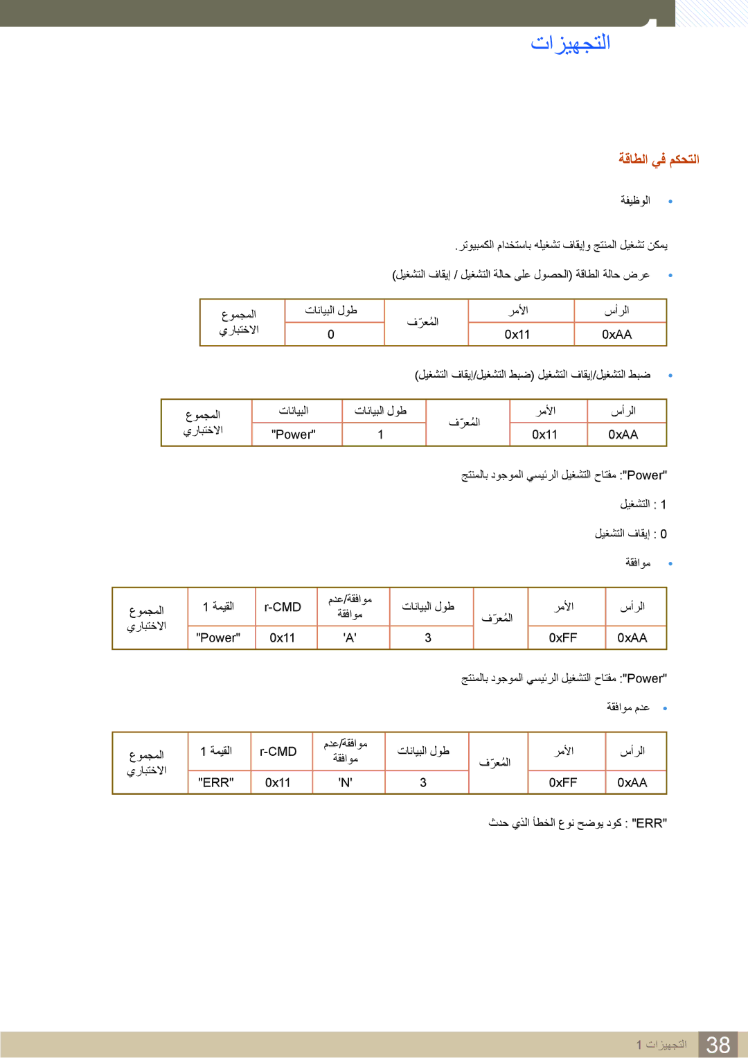 Samsung LH22UDBPLBB/NG, LH22UDBPLBB/XY manual ةقاطلا يف مكحتلا 