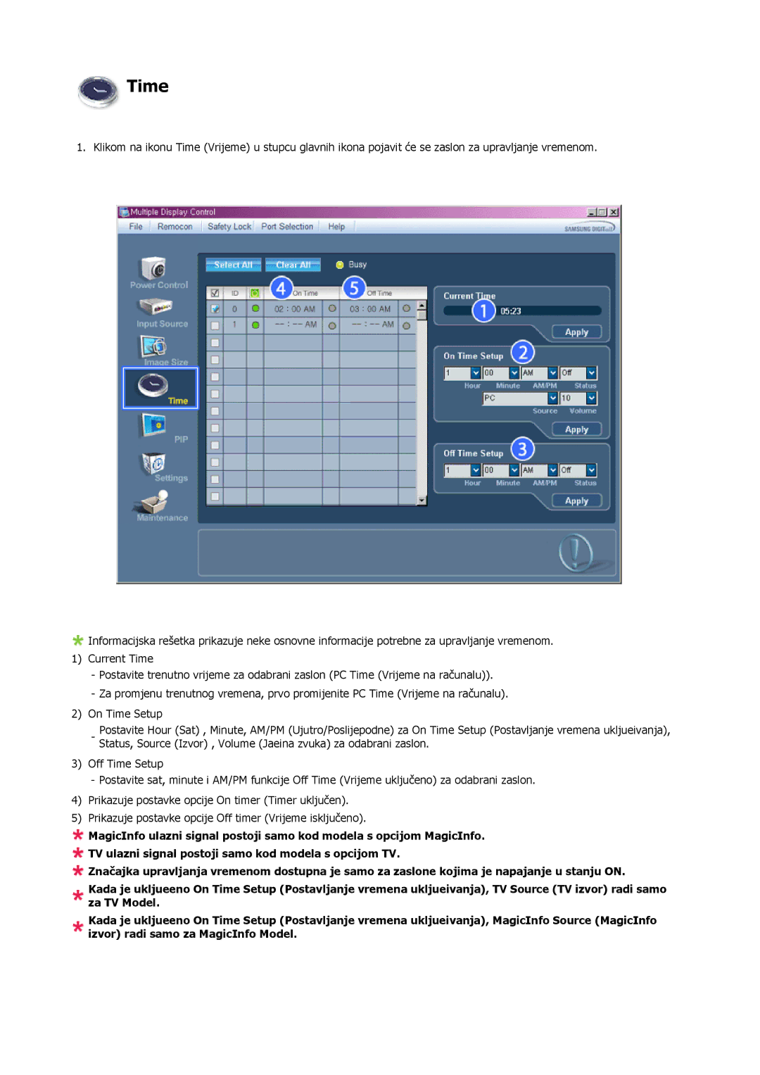 Samsung LH23PTRMBC/EN, LH23PTTMBC/EN manual Time 