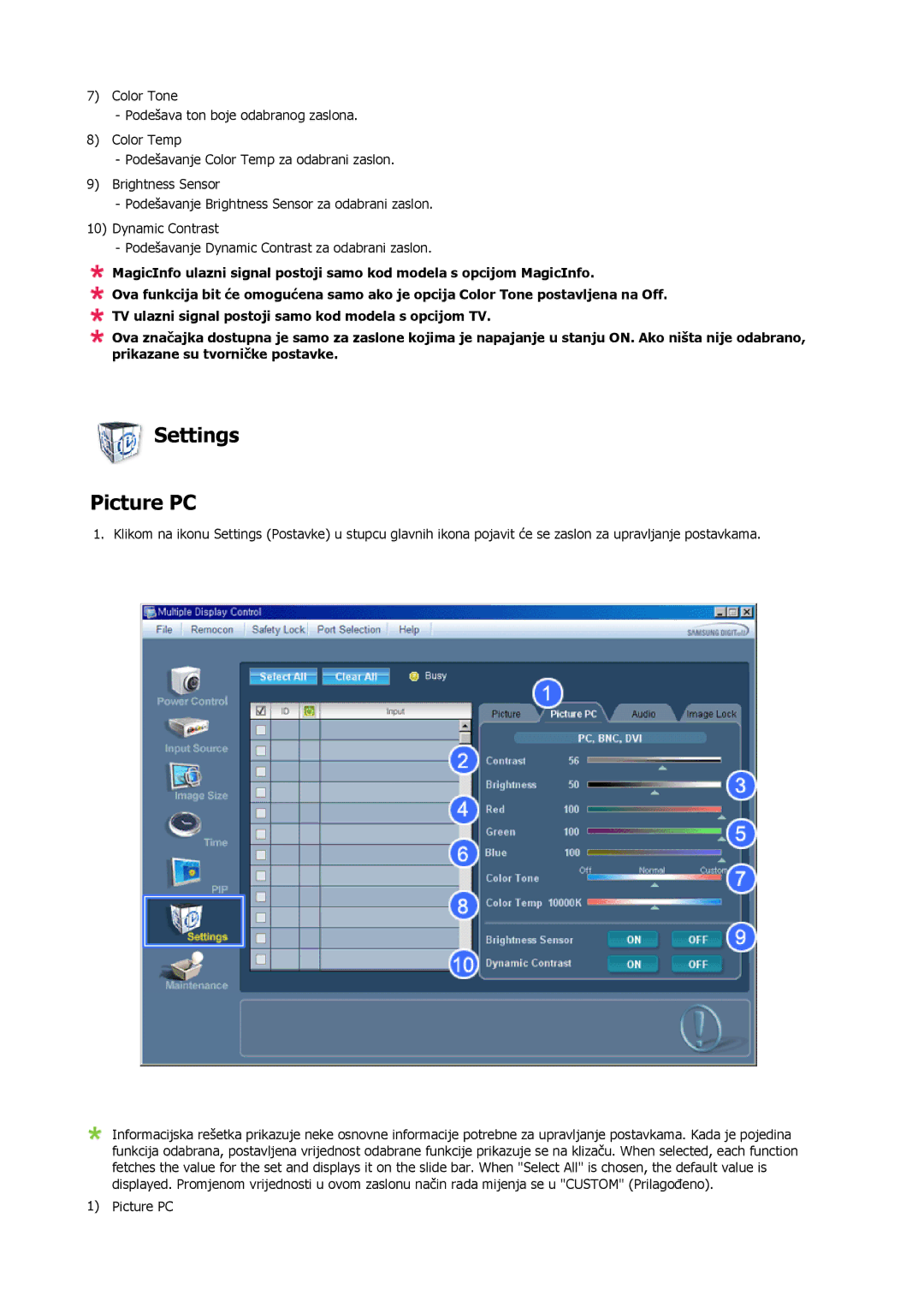 Samsung LH23PTRMBC/EN, LH23PTTMBC/EN manual Settings Picture PC 