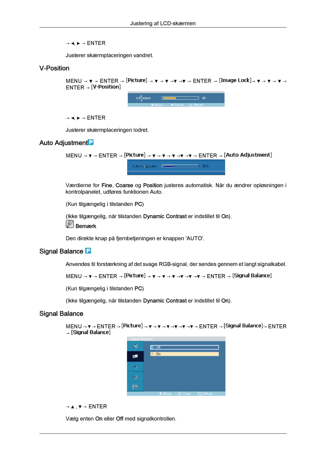 Samsung LH23PTVHBC/EN, LH23PTSMBC/EN, LH23PTRMBC/EN, LH23PTTMBC/EN, LH23PTRHBC/EN manual Auto Adjustment, Signal Balance 