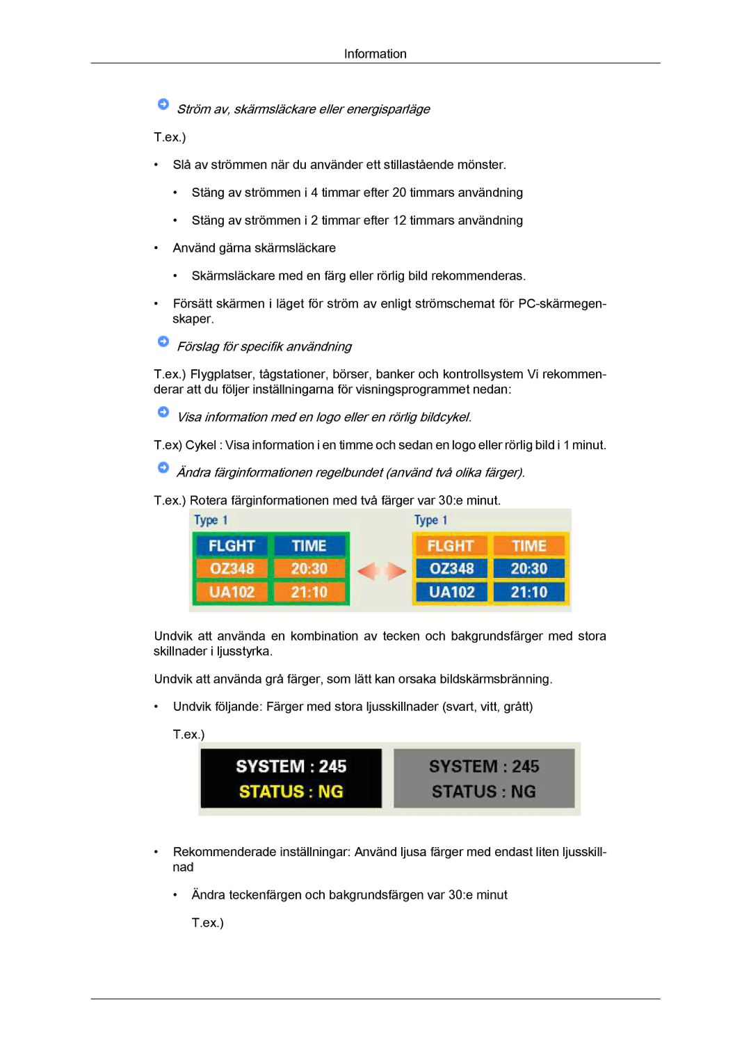 Samsung LH23PTTMBC/EN, LH23PTSMBC/EN, LH23PTRMBC/EN, LH23PTRHBC/EN manual Ström av, skärmsläckare eller energisparläge 