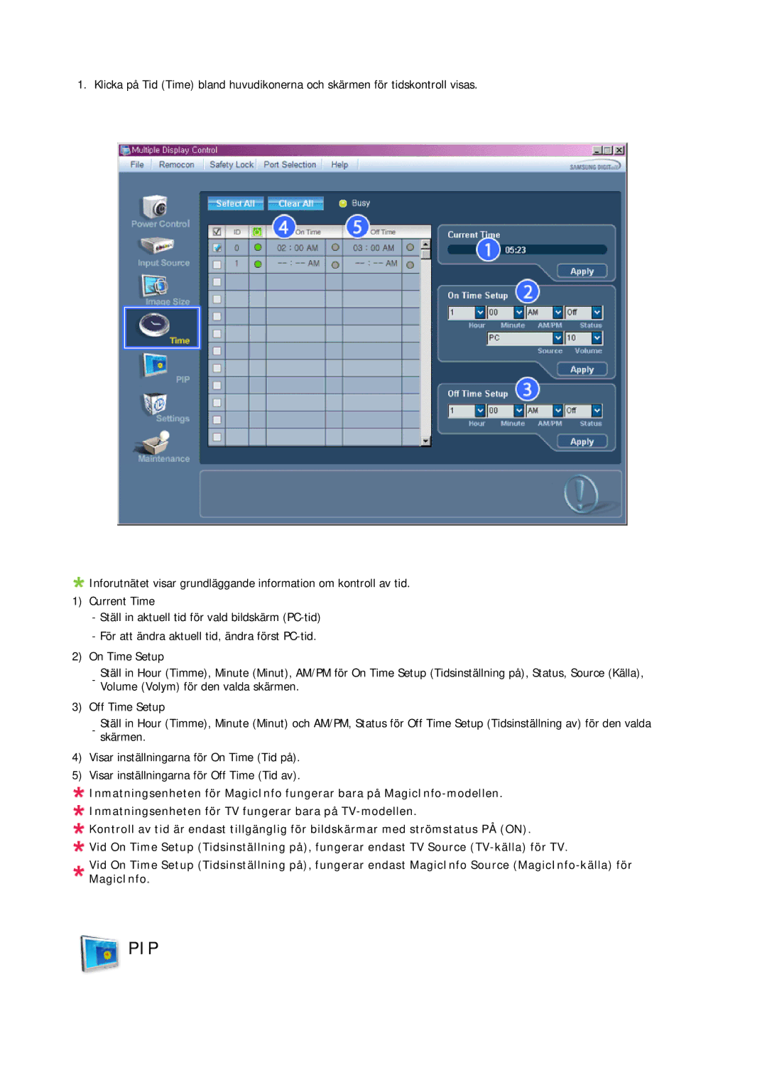 Samsung LH23PTTMBC/EN, LH23PTSMBC/EN, LH23PTRMBC/EN, LH23PTRHBC/EN, LH23PTVHBC/EN manual Pip 