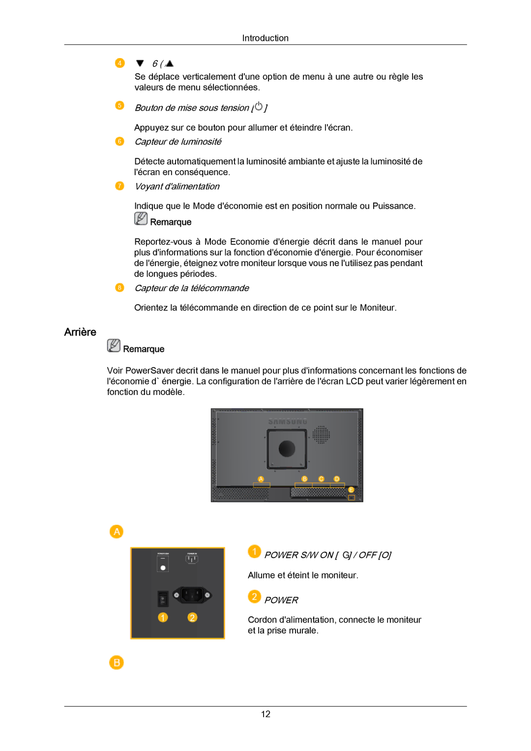 Samsung LH23PTRMBC/EN, LH23PTSMBC/EN, LH23PTVMBC/EN, LH23PTTMBC/EN manual Arrière 