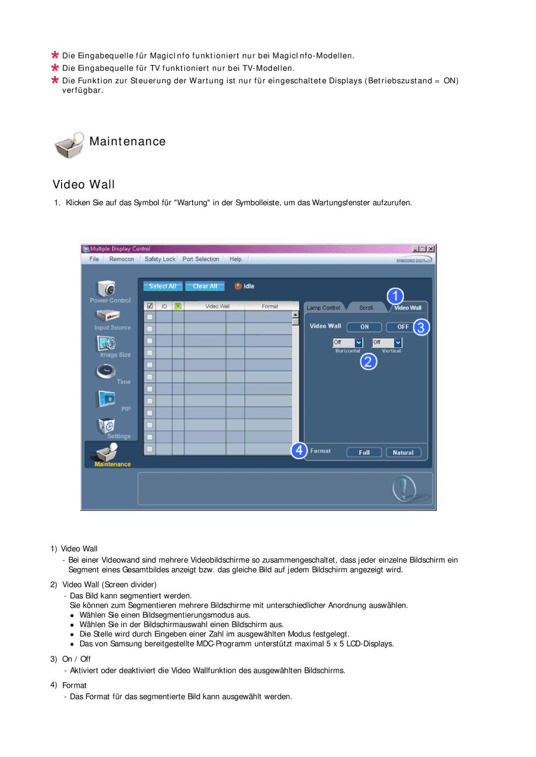 Samsung LH23PTVMBC/EN, LH23PTSMBC/EN, LH23PTRMBC/EN, LH23PTTMBC/EN manual Maintenance Video Wall 