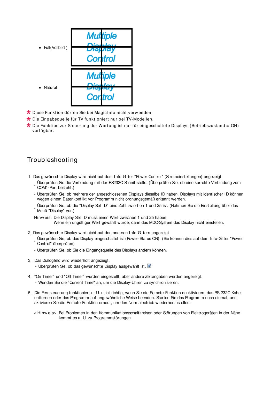 Samsung LH23PTTMBC/EN, LH23PTSMBC/EN, LH23PTRMBC/EN, LH23PTVMBC/EN manual Troubleshooting 