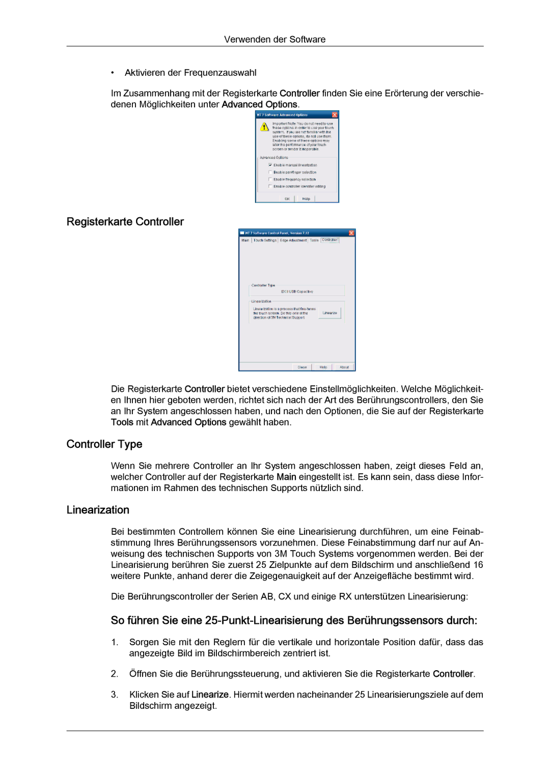 Samsung LH23PTRMBC/EN, LH23PTSMBC/EN, LH23PTVMBC/EN, LH23PTTMBC/EN manual Registerkarte Controller, Linearization 