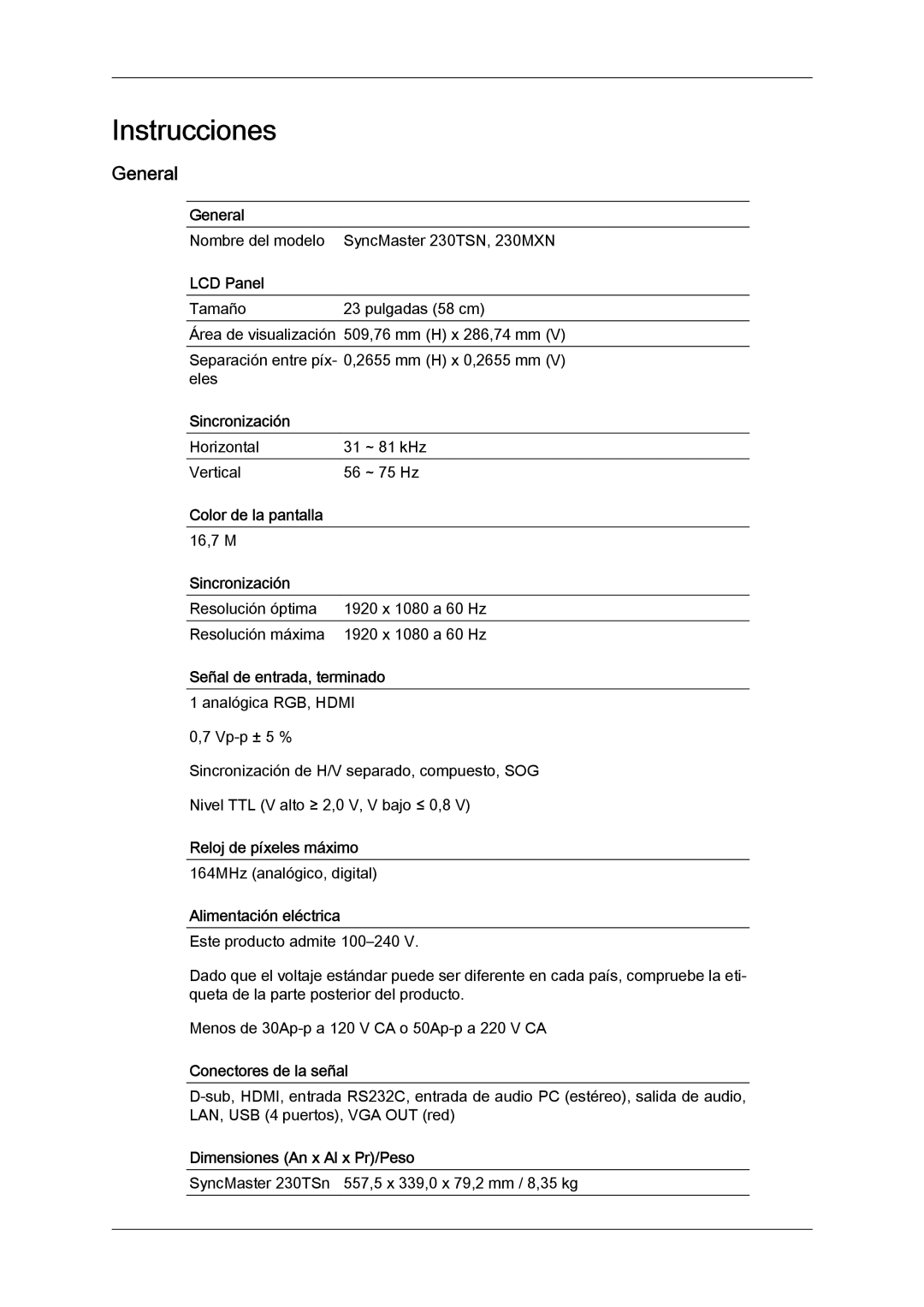 Samsung LH23PTRMBC/EN, LH23PTSMBC/EN, LH23PTVMBC/EN, LH23PTTMBC/EN manual General 