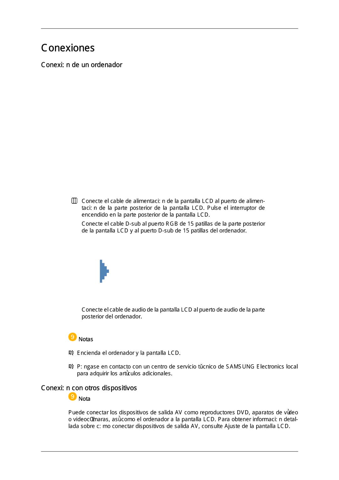 Samsung LH23PTTMBC/EN, LH23PTSMBC/EN, LH23PTRMBC/EN manual Conexión de un ordenador, Conexión con otros dispositivos, Notas 