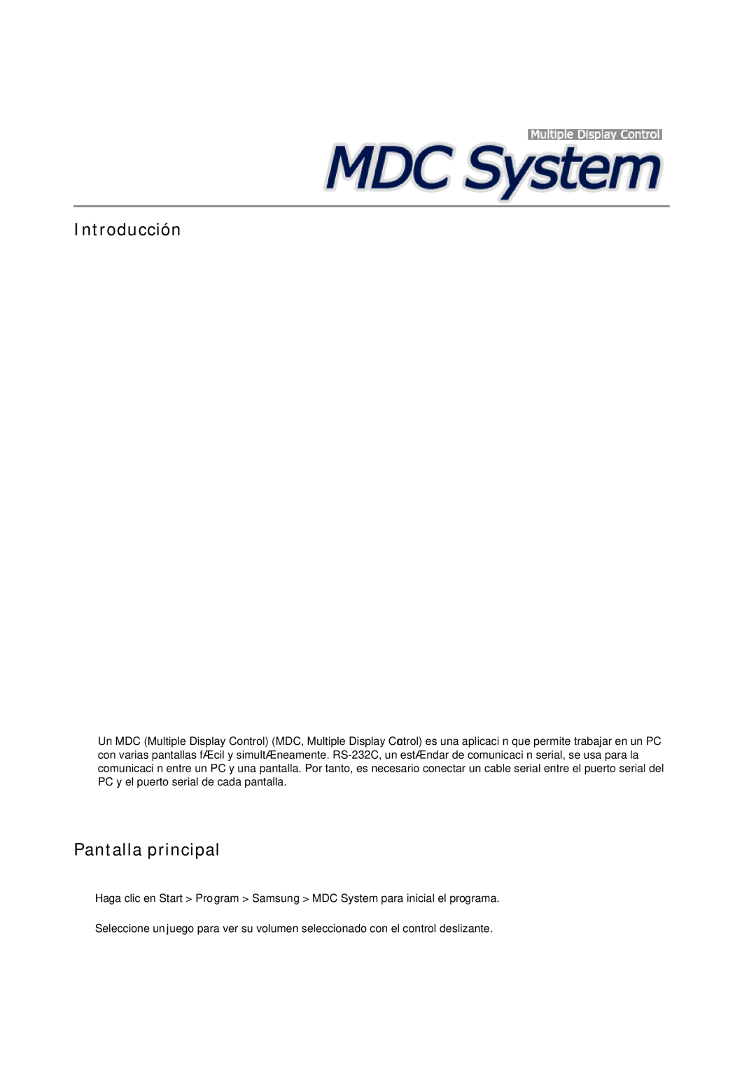 Samsung LH23PTVMBC/EN, LH23PTSMBC/EN, LH23PTRMBC/EN, LH23PTTMBC/EN manual Introducción, Pantalla principal 