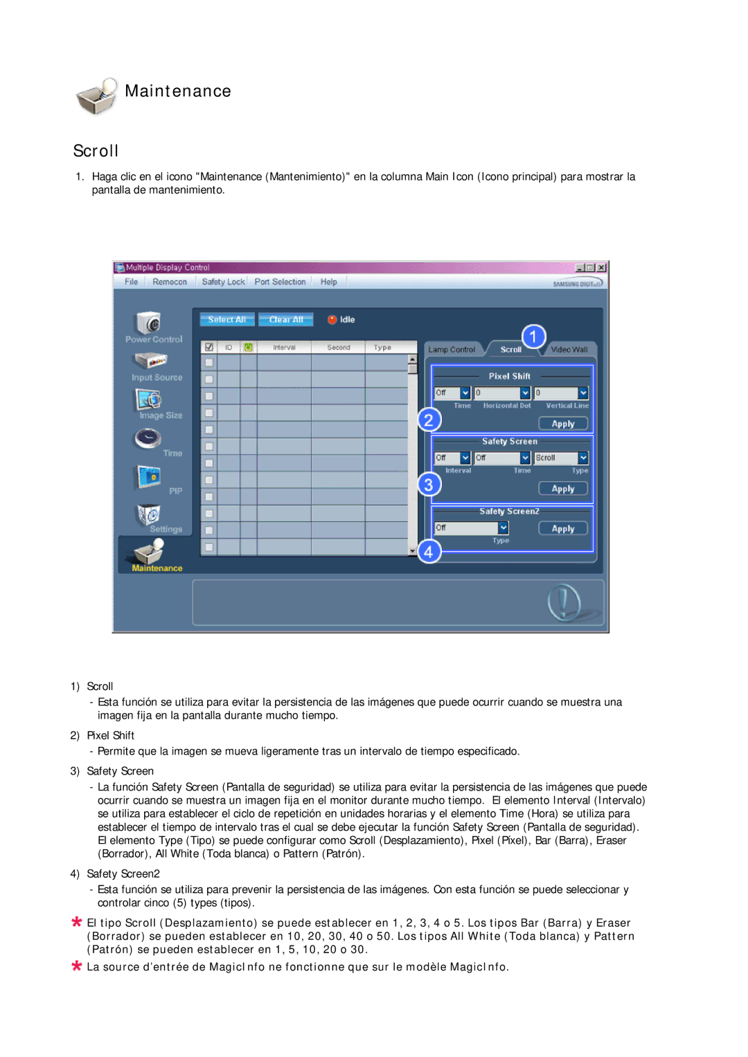 Samsung LH23PTSMBC/EN, LH23PTRMBC/EN, LH23PTVMBC/EN, LH23PTTMBC/EN manual Maintenance Scroll 