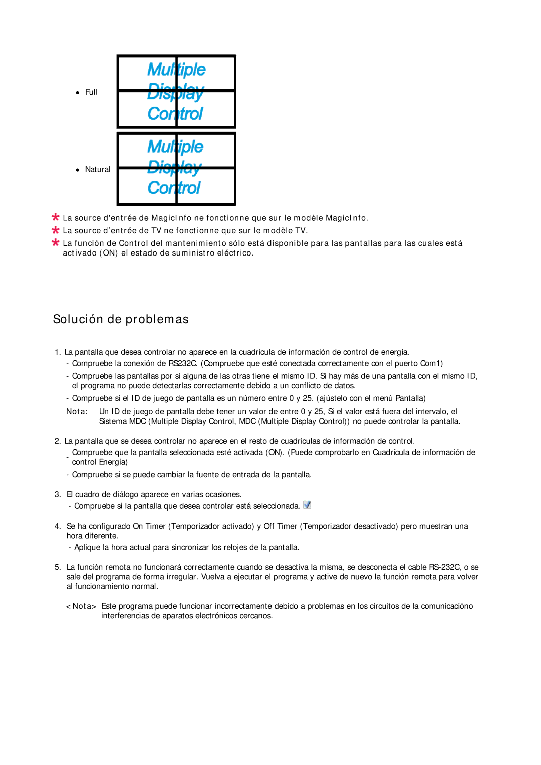 Samsung LH23PTVMBC/EN, LH23PTSMBC/EN, LH23PTRMBC/EN, LH23PTTMBC/EN manual Solución de problemas 