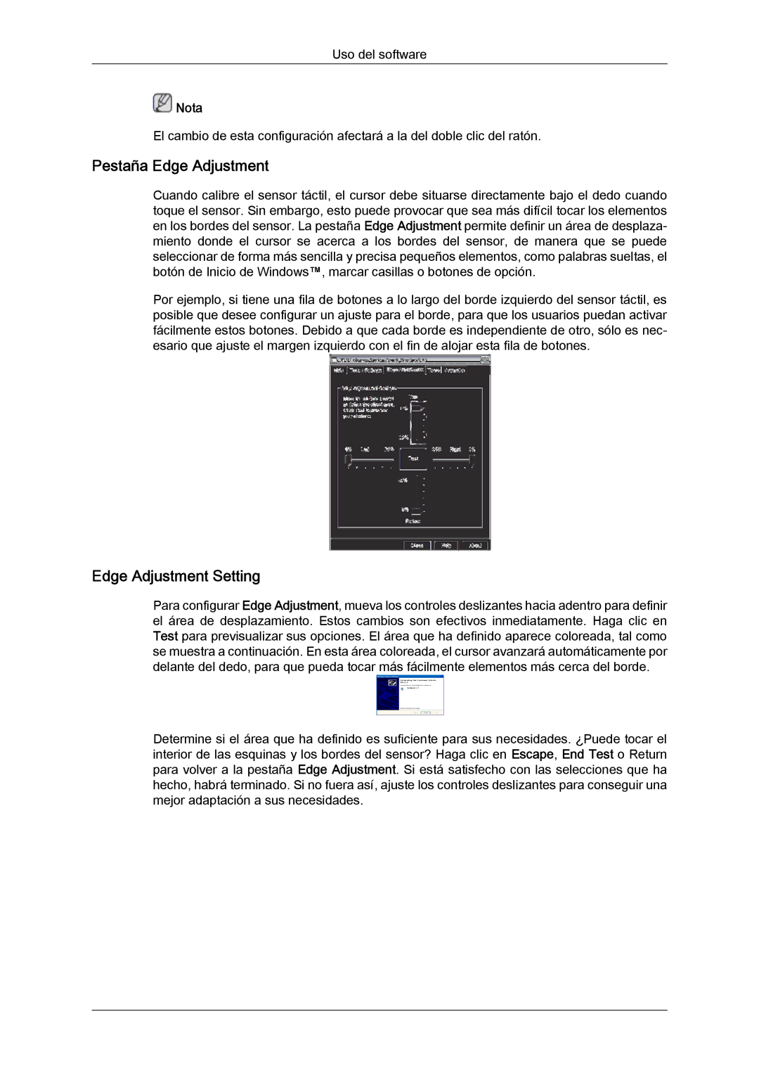 Samsung LH23PTSMBC/EN, LH23PTRMBC/EN, LH23PTVMBC/EN, LH23PTTMBC/EN manual Pestaña Edge Adjustment, Edge Adjustment Setting 