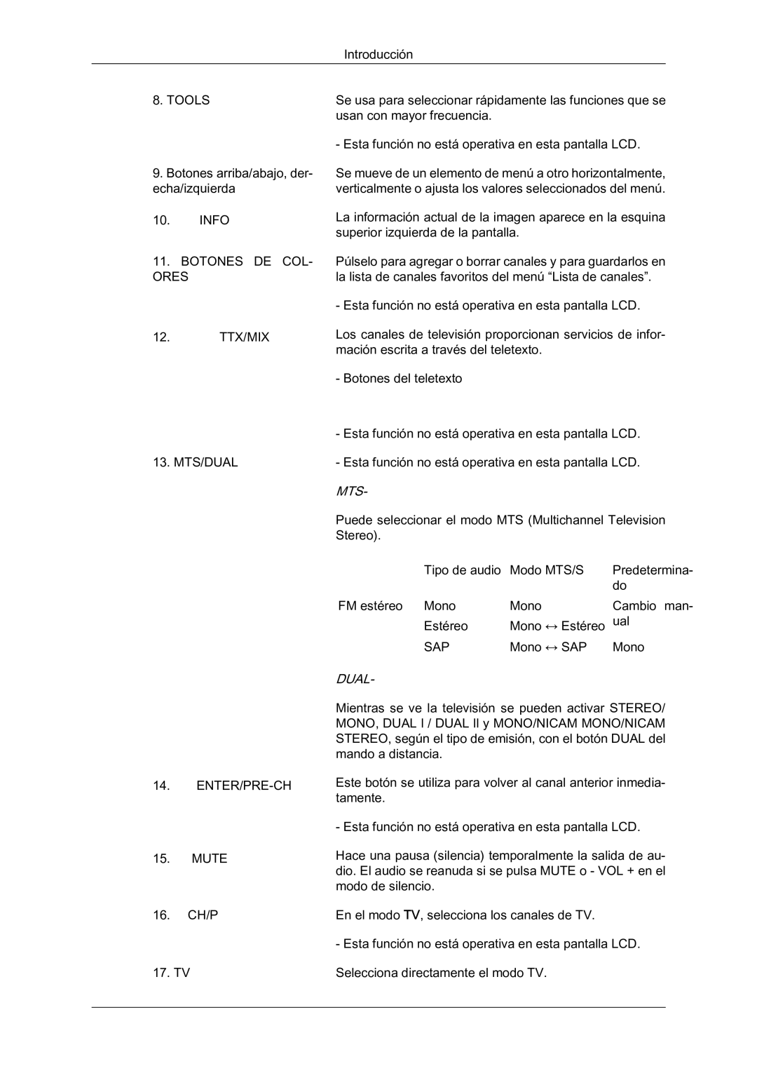 Samsung LH23PTRMBC/EN, LH23PTSMBC/EN, LH23PTVMBC/EN, LH23PTTMBC/EN manual Mts 